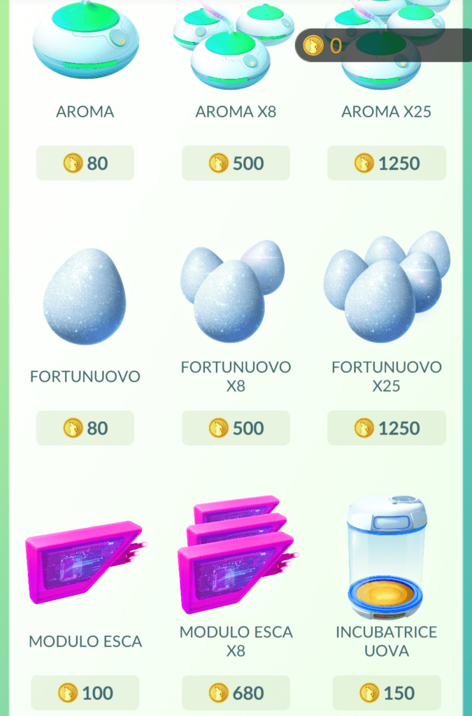 Preços dos Itens em Pokémon GO e mais