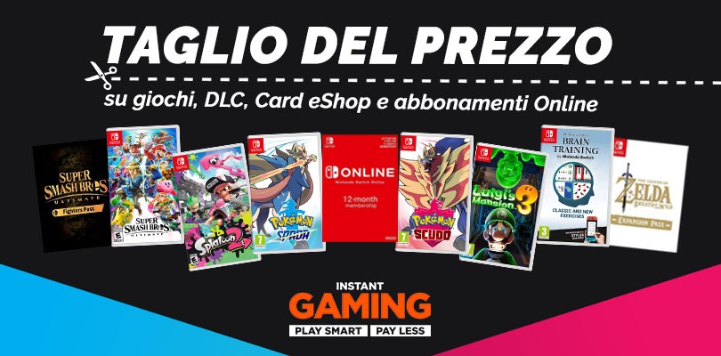 Prezzo tagliato su tantissimi giochi, DLC, card eShop e abbonamenti online Nintendo!