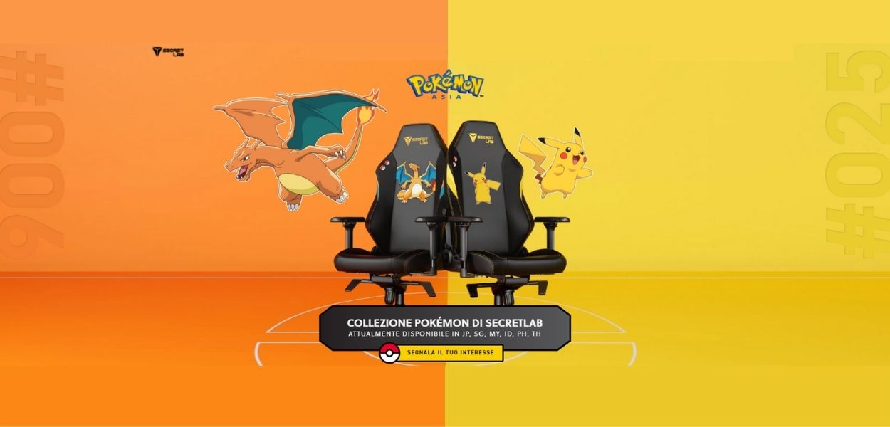 Pikachu e Charizard invadono le sedie da gaming di Secretlab