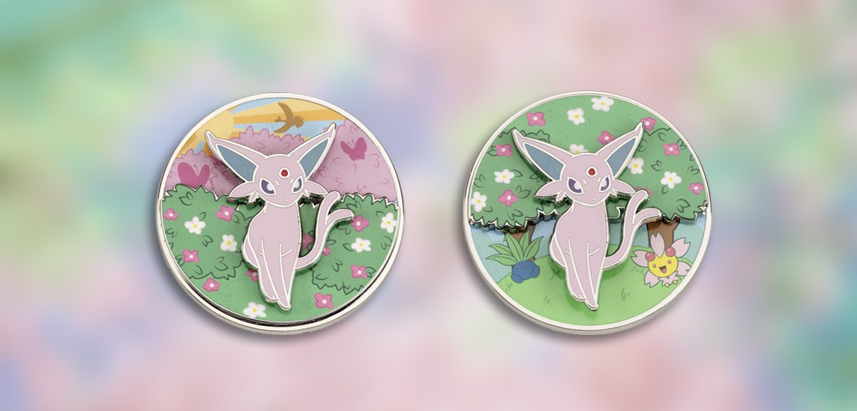 Espeon si aggiunge alla collezione di spille rotanti del Pokémon Center