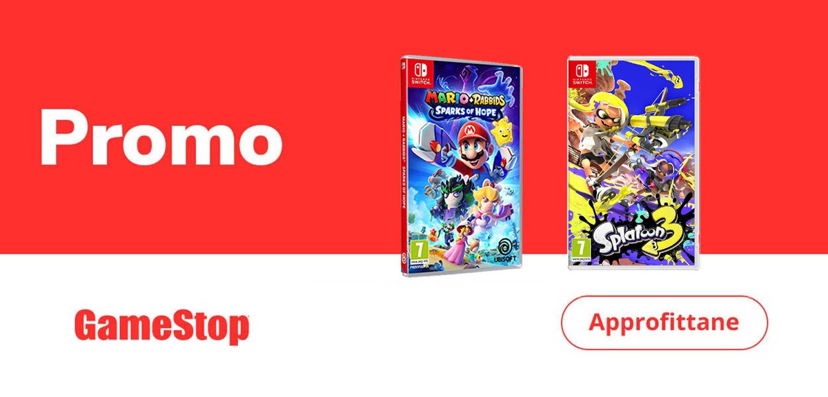 Disponibili Splatoon 3 e Mario + Rabbids Sparks of Hope tra le offerte del Calendario dell'Avvento GameStop