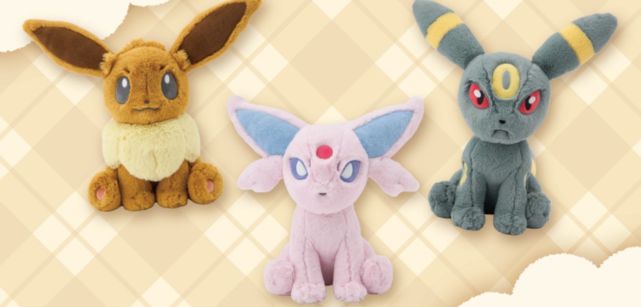 Presto disponibili i peluche di Eevee, Espeon e Umbreon